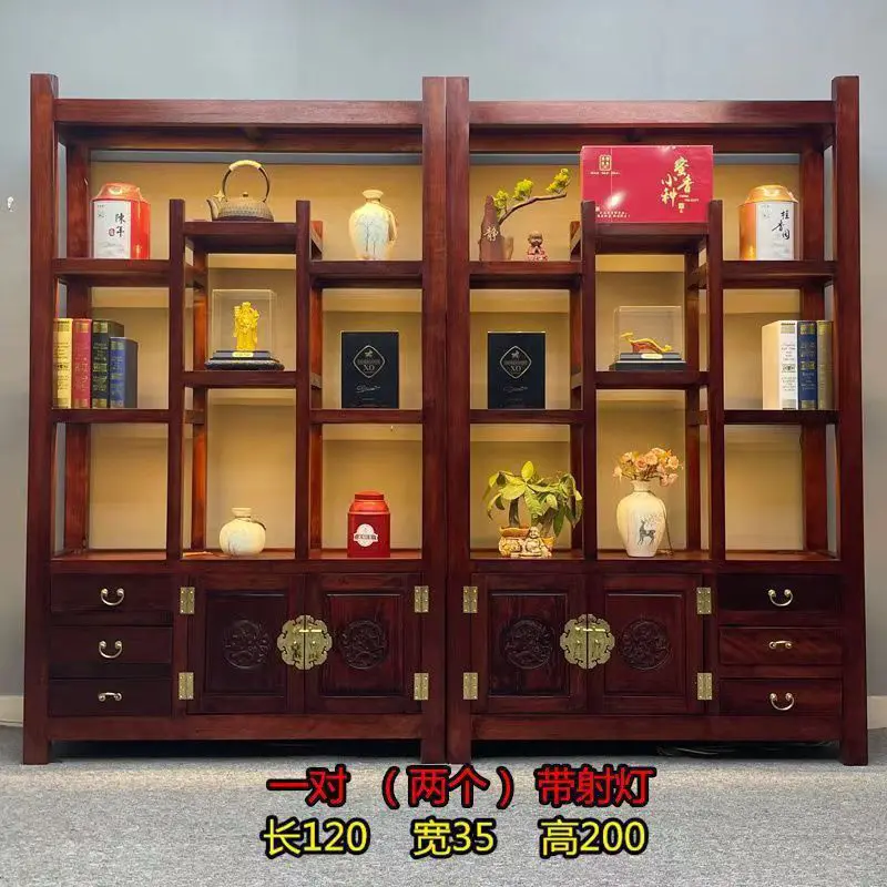 实木博古架中式酒柜茶柜实木博古架新中式隔断客厅办公共室储物架