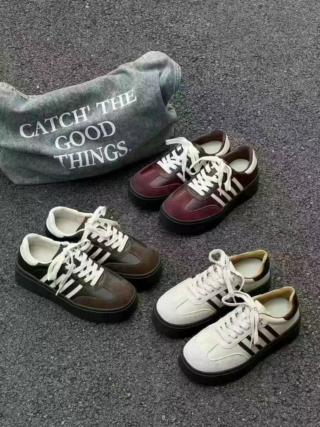 秋冬新款气质德训女鞋厚底休闲板鞋