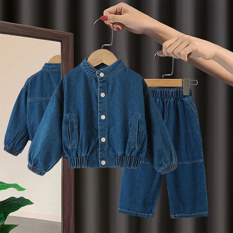 【平替好物】女童2025秋季时髦牛仔套装儿童宝宝洋气外套两件套裤子