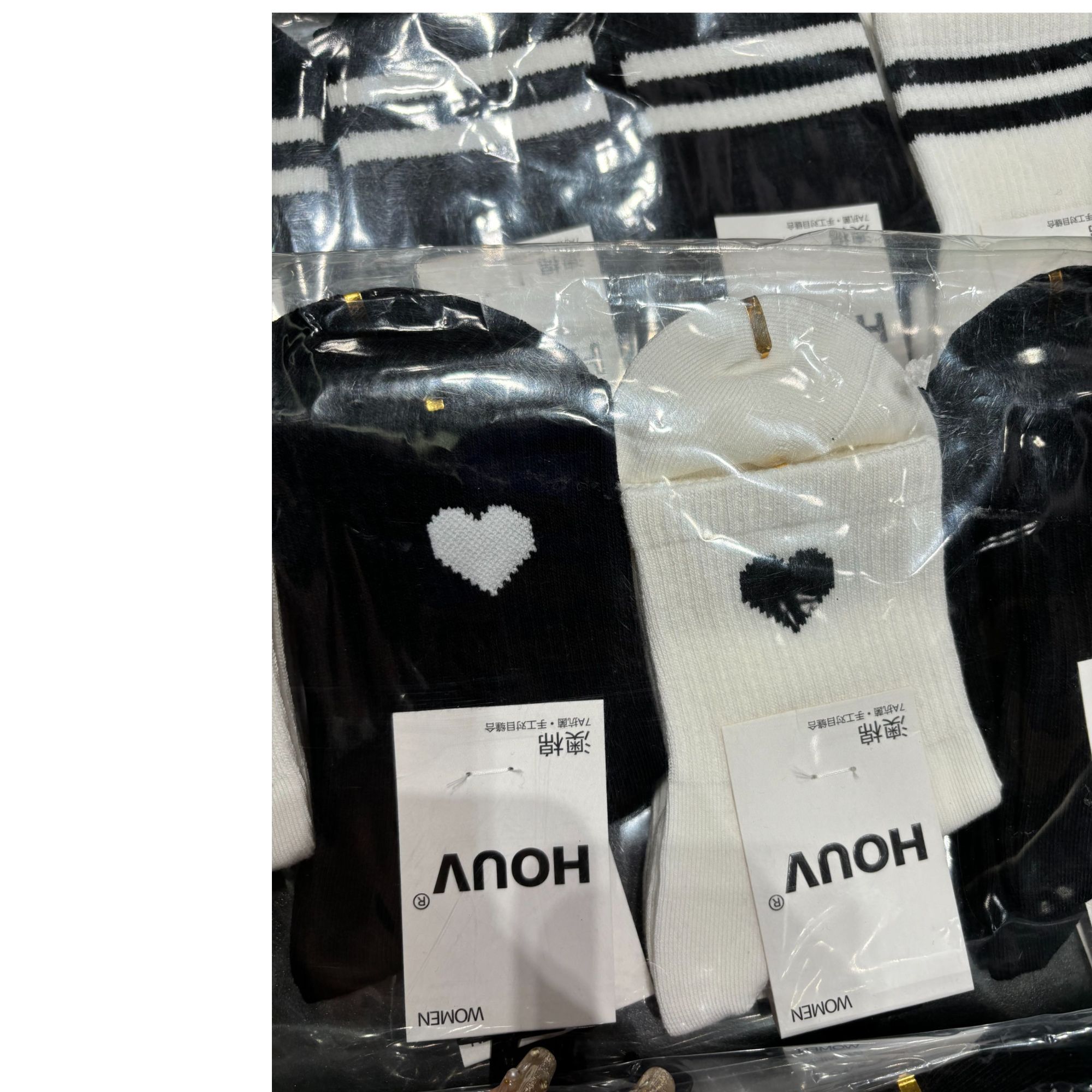 【小韩家】秋冬女款澳棉黑白爱心笑脸袜子