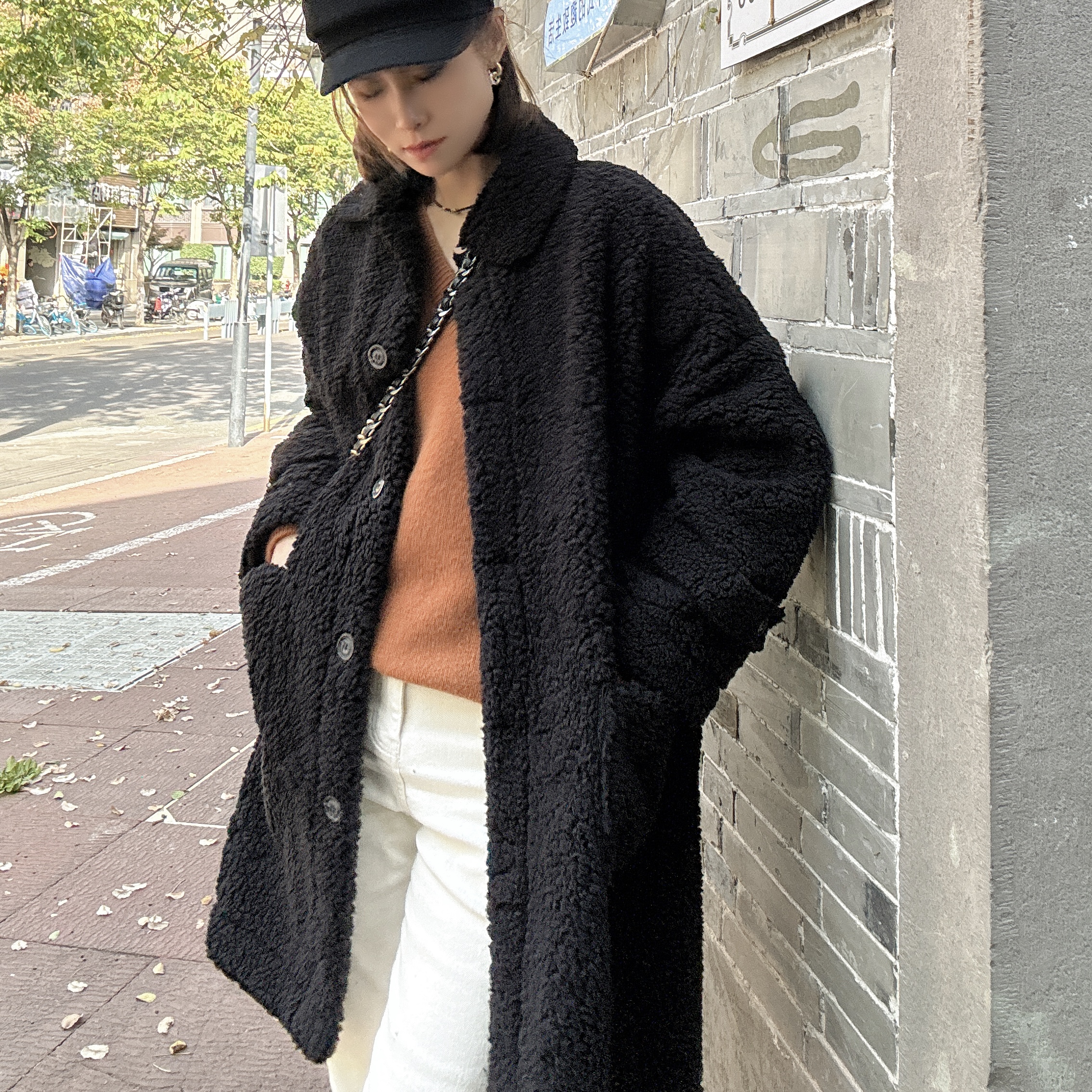 【丽姐女装】羊羔毛外套"抗寒主义" 复古慵懒宽松保温柔软W0361