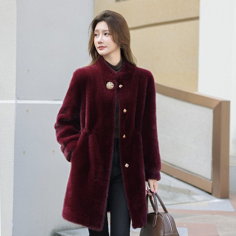 正版8815设计师显瘦毛毛气质外套时尚女士保暖网红百搭秋冬洋气