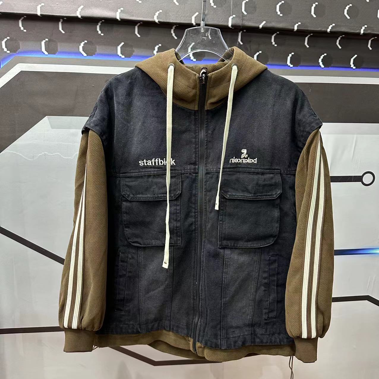 大占推荐 82336  加绒牛仔拼接外套