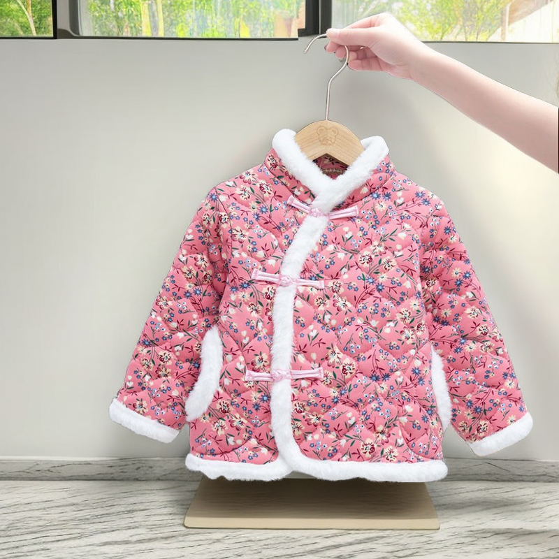 女童冬季东北大花棉袄儿童新年过年衣服女宝拜年服冬季国风加厚袄