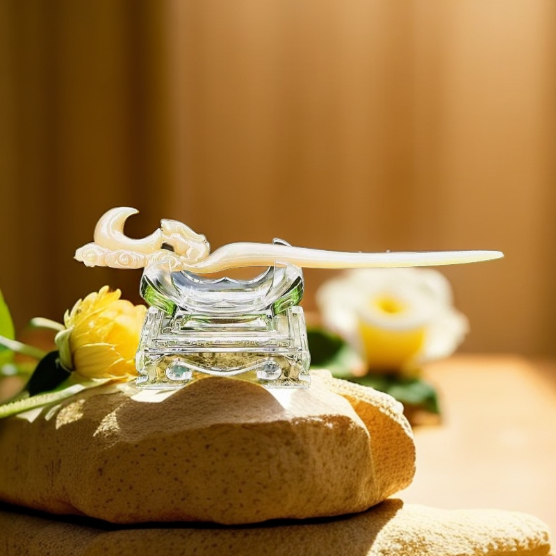 一点梅心纯天然老白水牛角时尚发簪复古百搭古风女款簪子日常雕刻