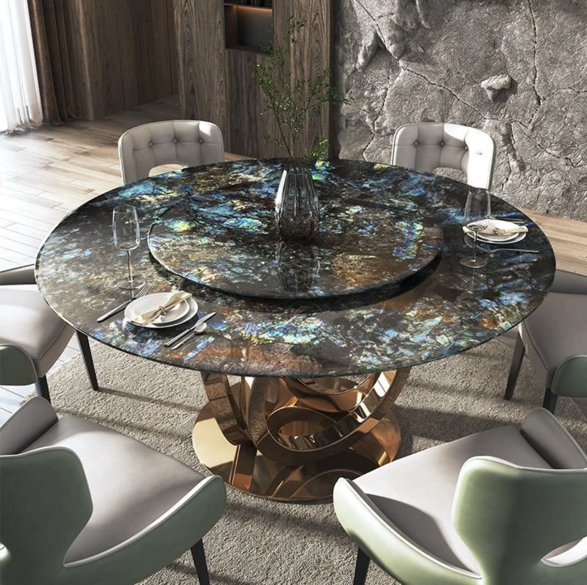【蓝翡翠】奢石餐桌