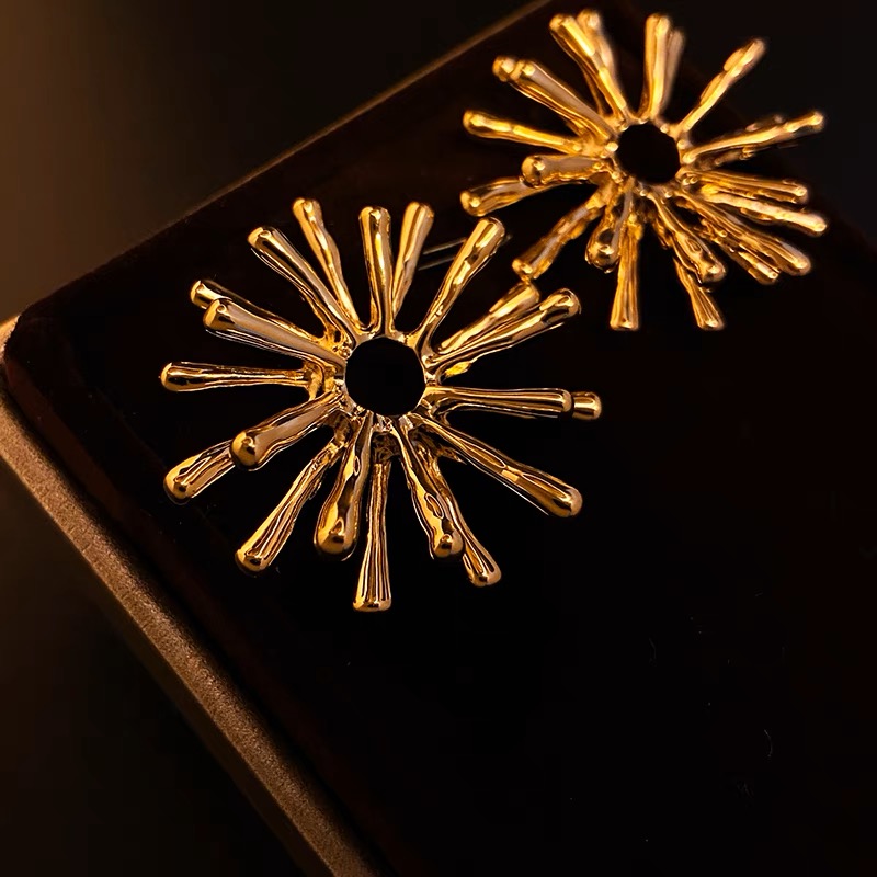 铜合金耳饰 小6饰品-欧美金属风太阳花耳钉