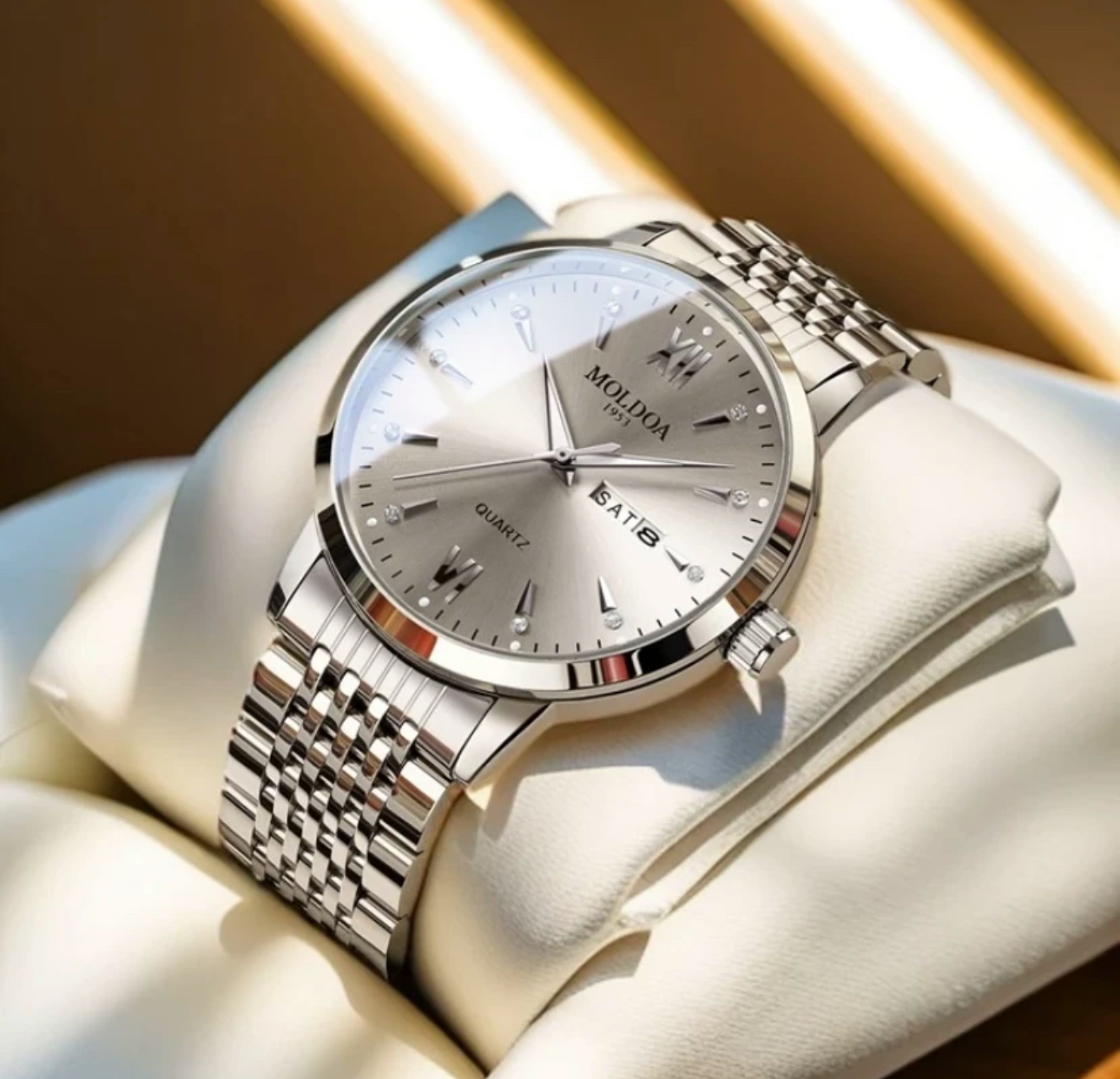 男士潮流新款灰色放射盘面正装腕表