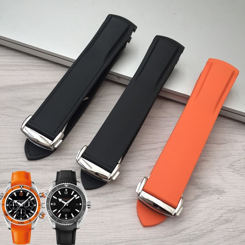 适配硅胶手表带 适配欧米茄海马男士宇宙海洋系列橡胶运动表带20