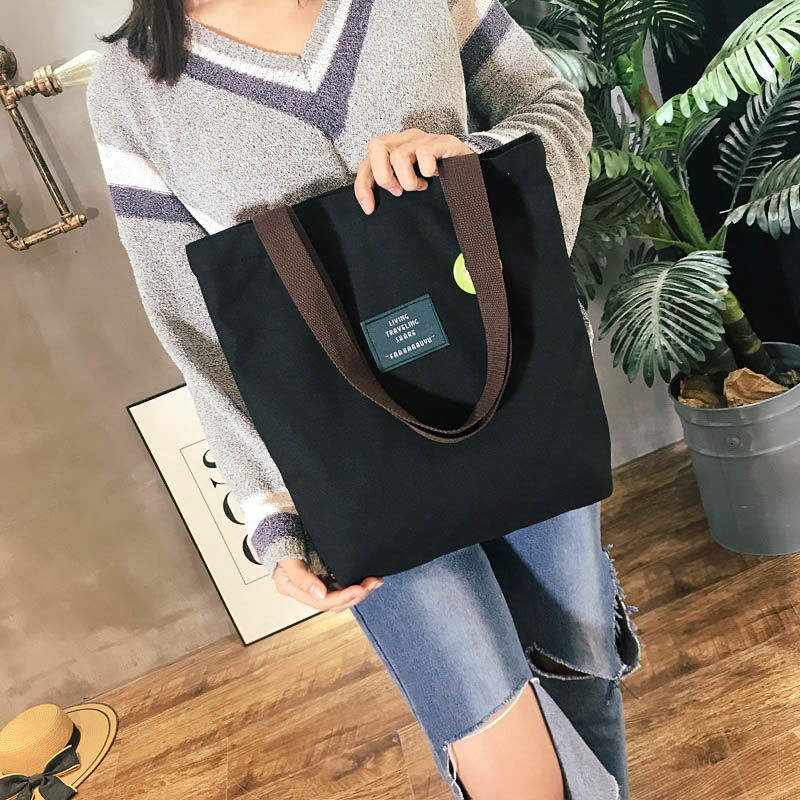 韩国纯色慵懒简约女包大帆布包女单肩手提包学生书本包购物环保袋