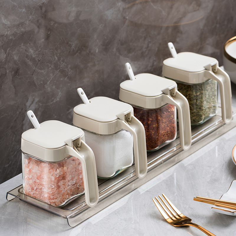 调料盒盐罐厨房盐调味罐收纳盒家用味精佐料玻璃调味瓶罐组合套装