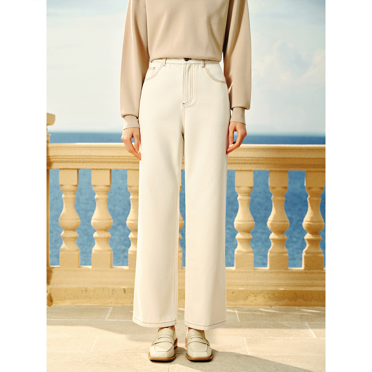 INSUN春款复古水洗丹宁休闲牛仔裤9C64120080