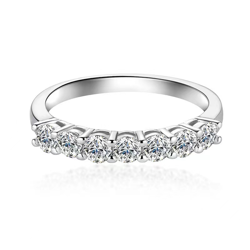 925银莫桑石戒指 七公主女士小众闭口戒指