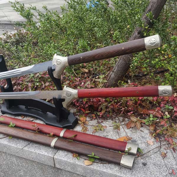 双手剑花纹钢余承惠老师训练摆件白铜练习收藏品工艺品未开刃