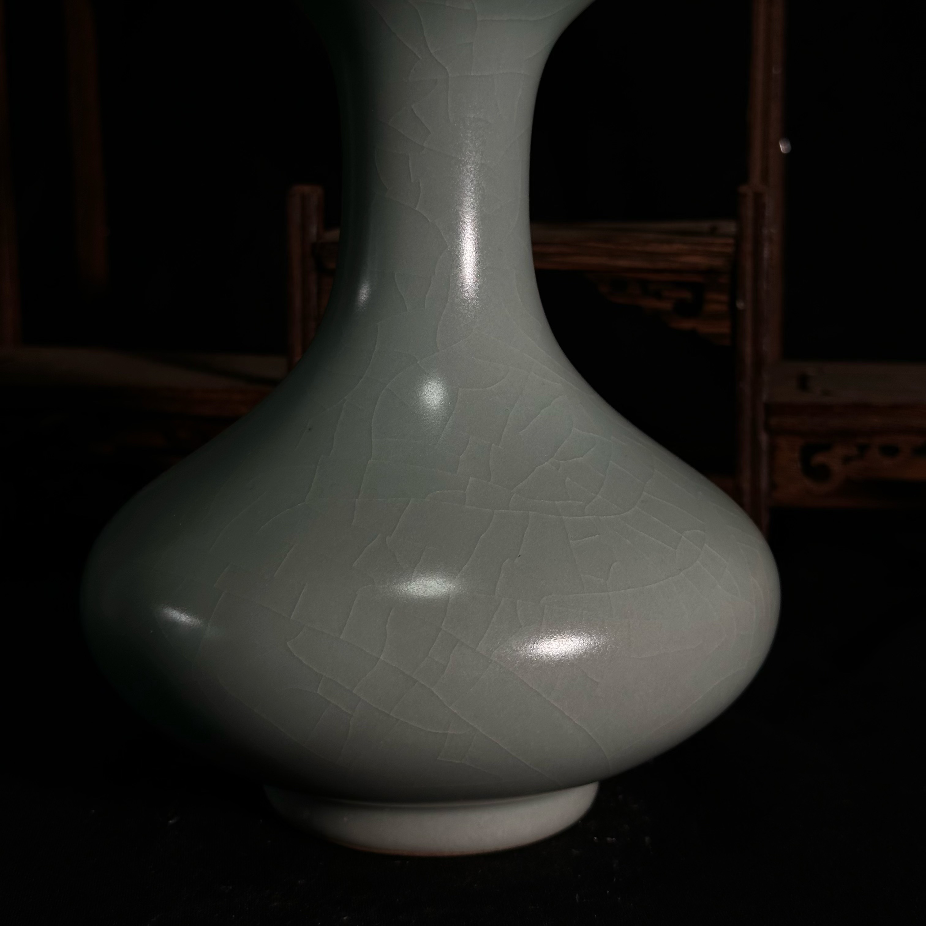 汝瓷汝瓷汝窑原矿仿古釉荸荠瓶