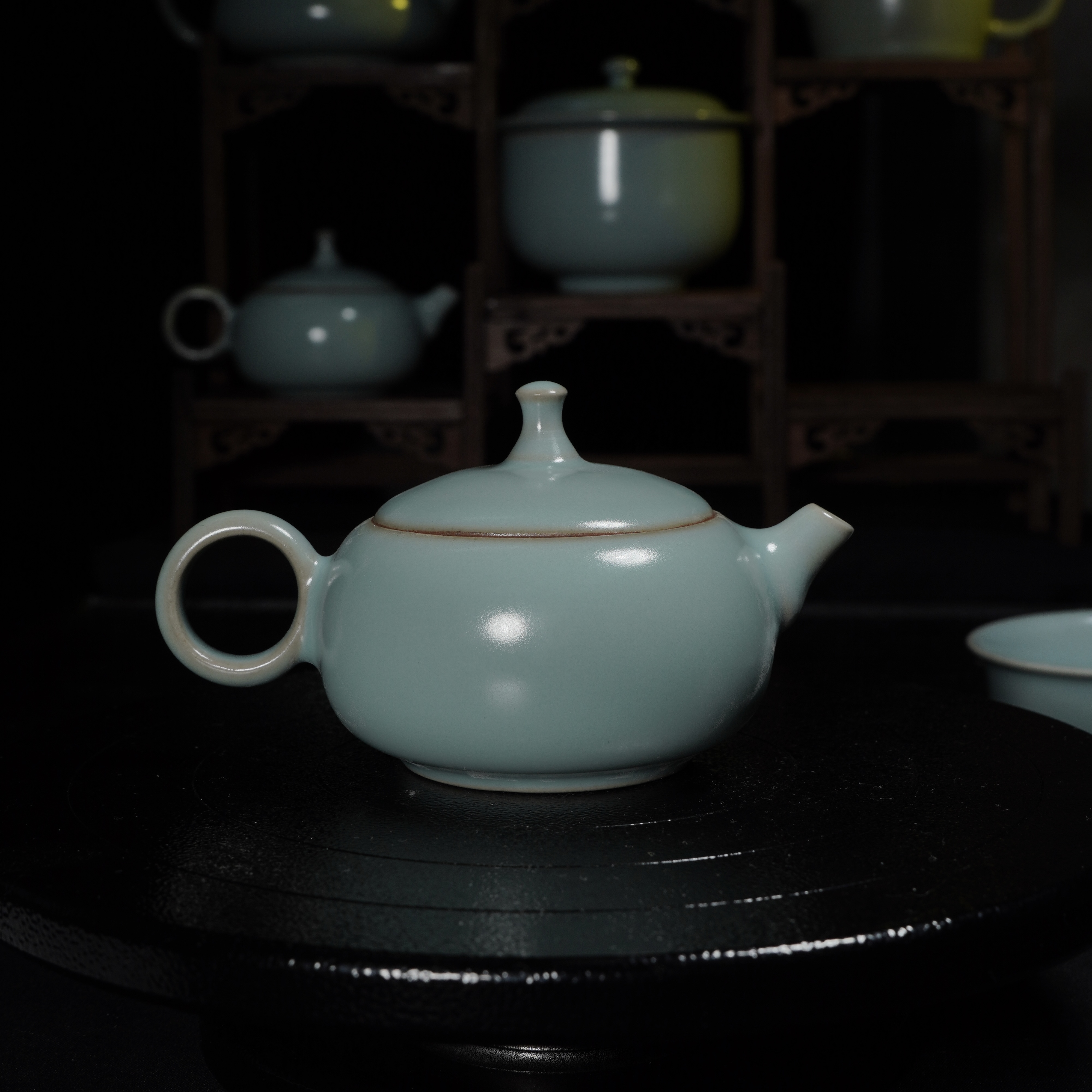 汝瓷爆品仿古釉支钉烧西施壶