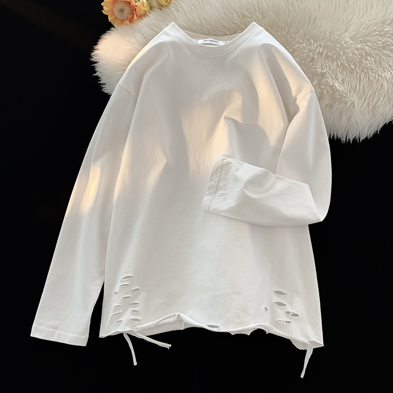 MXY秋冬百搭美式休闲圆领长袖T恤男纯色叠穿内搭纯棉宽松打底衫