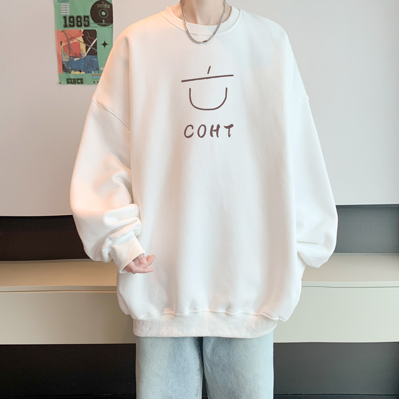 MXY重磅450g华棉百搭休闲长袖卫衣加绒加厚圆领套头宽松ins内搭