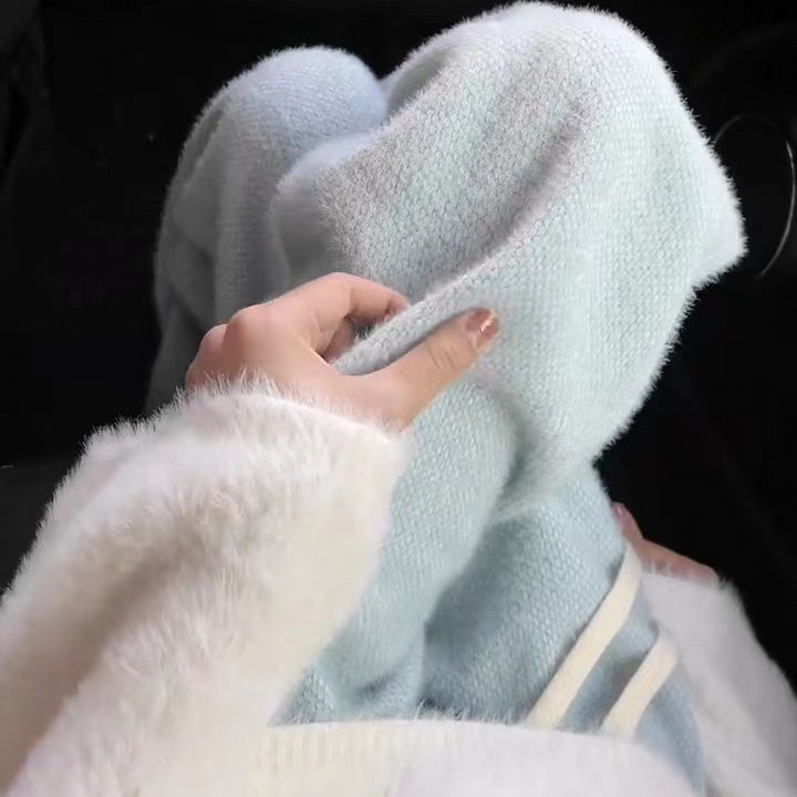 仿水貂绒裤子女秋冬加厚软糯毛绒绒针织阔腿裤垂感休闲直筒拖地裤