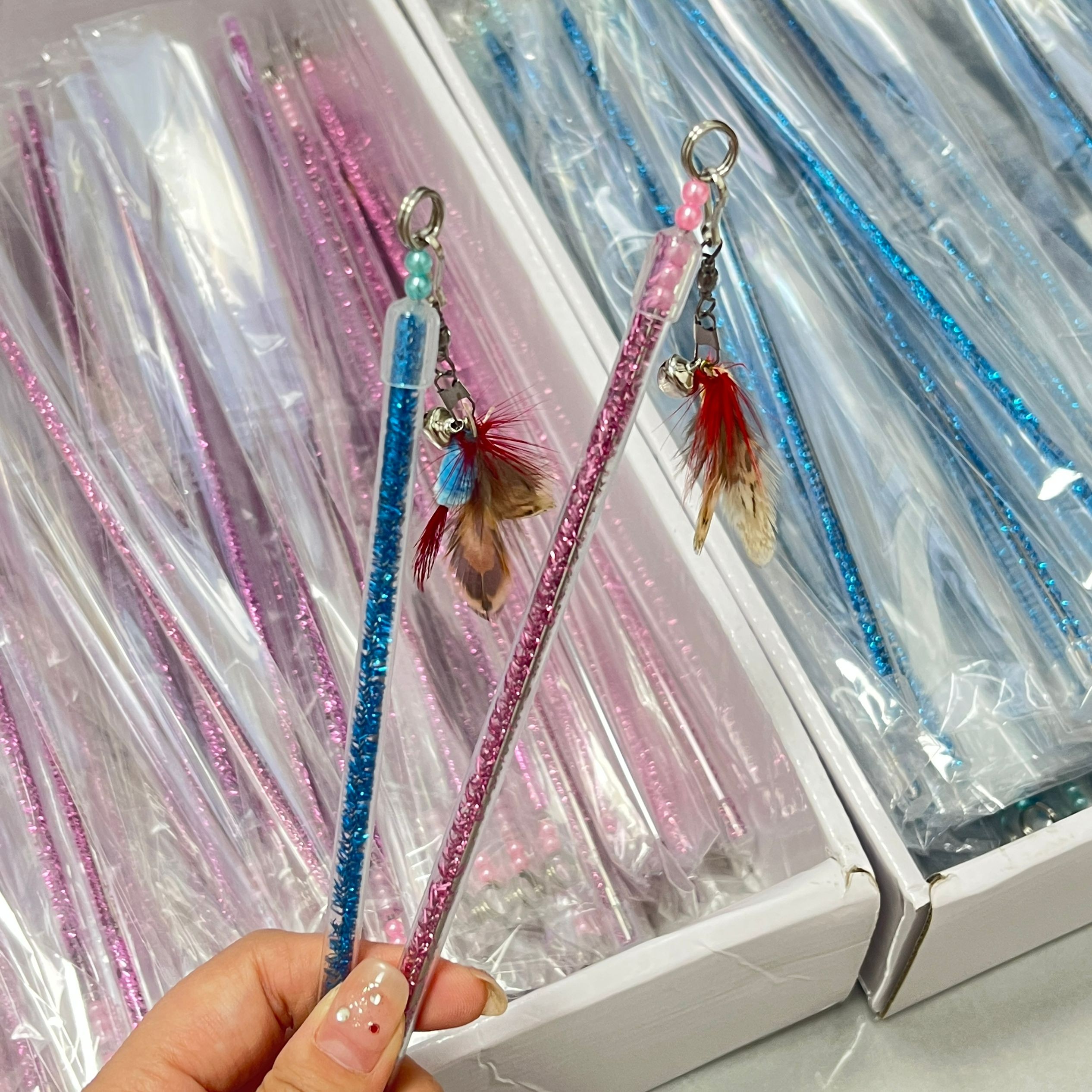 新款可伸缩小飞虫蚊子逗猫棒猫咪玩具网红款萌宠好物昆虫替换头