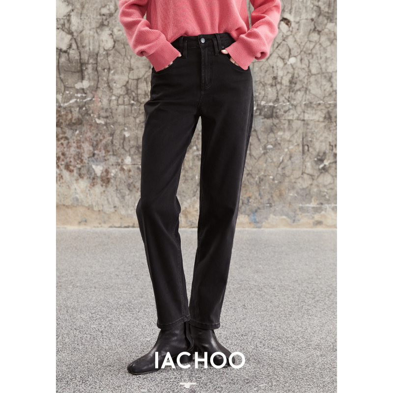IACHOE【暖姜纤维】锥形牛仔裤加绒加厚冬季保暖3361319003裤子