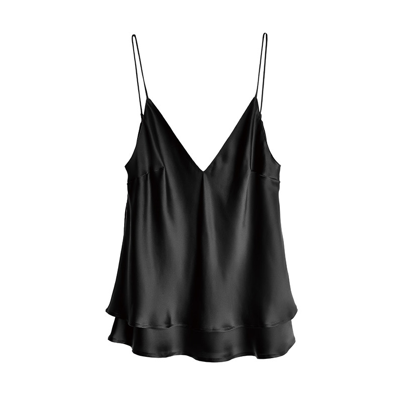 atelier intimo/青色洛神深V桑蚕丝吊带衫性感舒适居家内搭可外穿