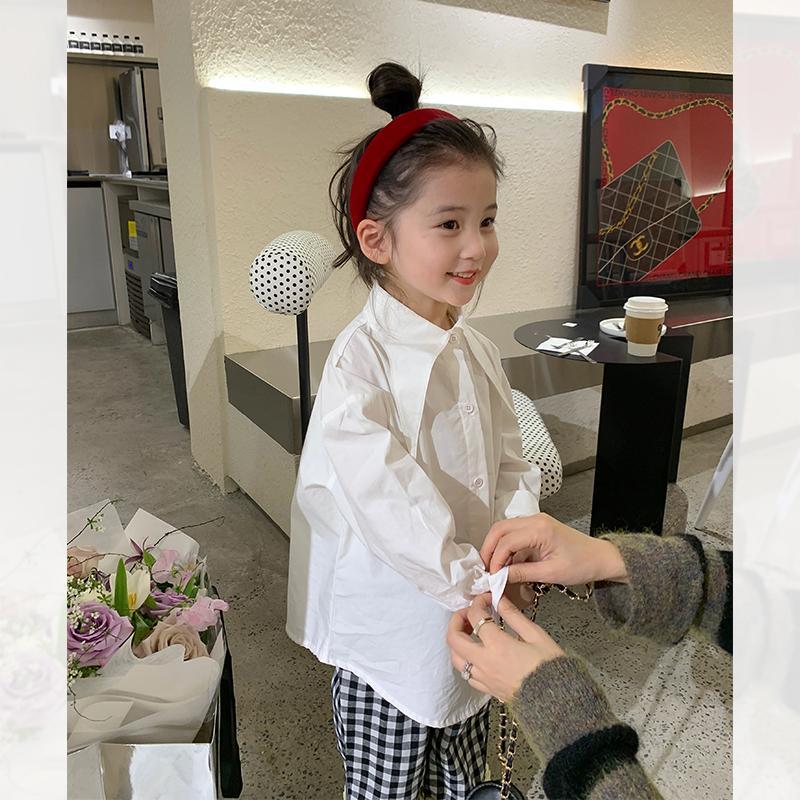 女童韩版气质休闲白衬衫2024春装新款宝宝洋气时儿童春秋长袖白色