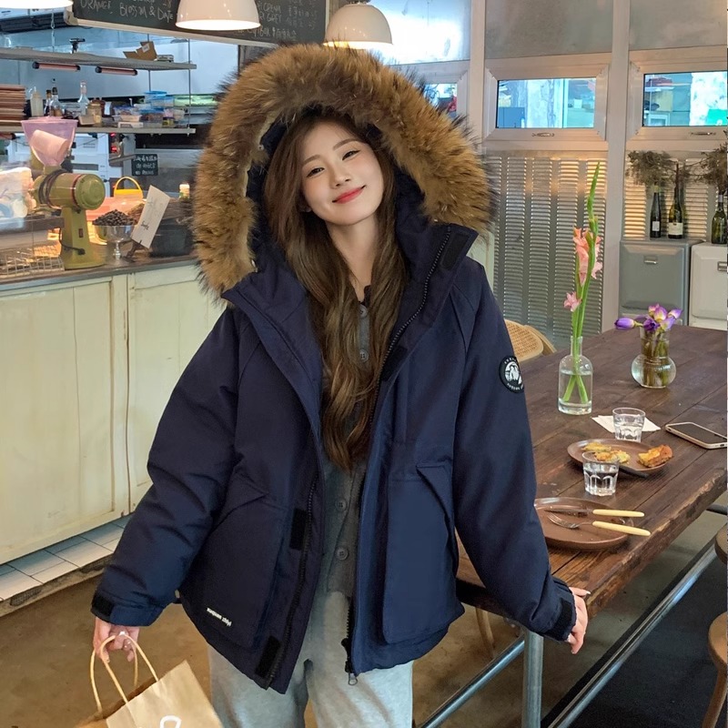 冬装棉服女2025年新款韩系加厚工装派克服大毛领冬季棉衣棉袄外套