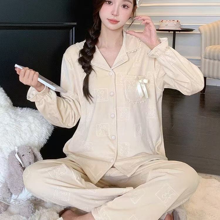 春夏女性纯色睡衣