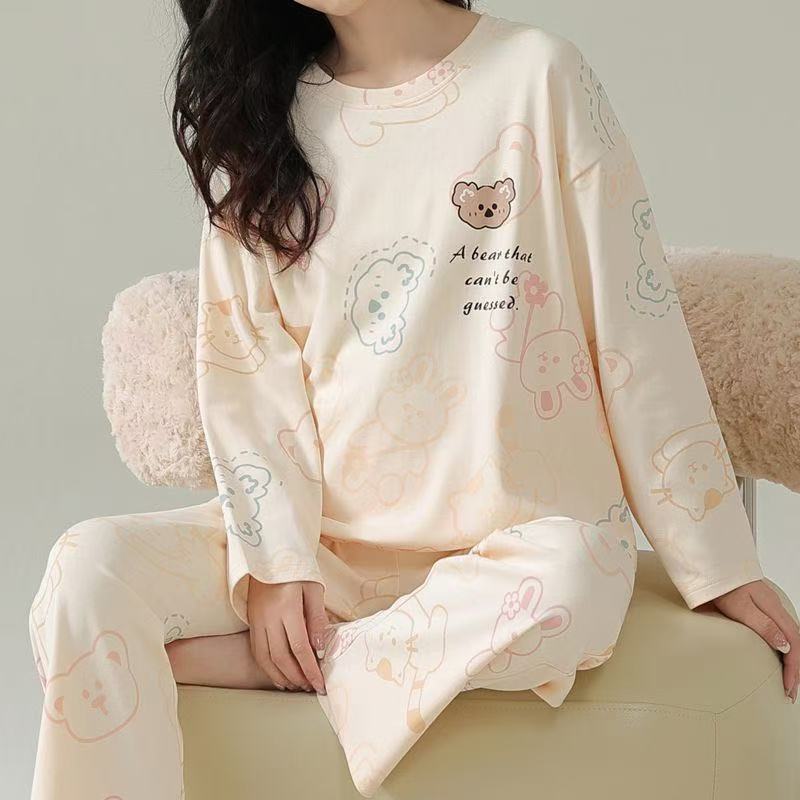 春秋季女士长袖睡衣可外穿家居服套装甜美可爱风