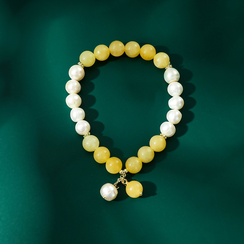 非金属珐琅手链 H黄白珠珠手链项链套装  5198