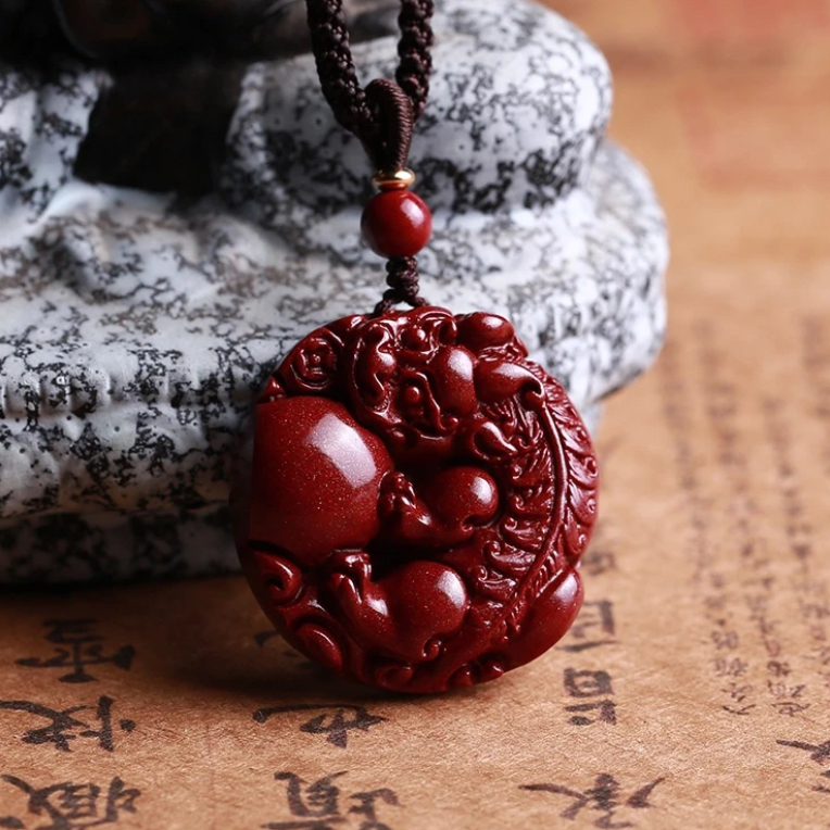 天然辰砂高含量朱砂 紫金砂情侣貔貅款 有求必应吊坠