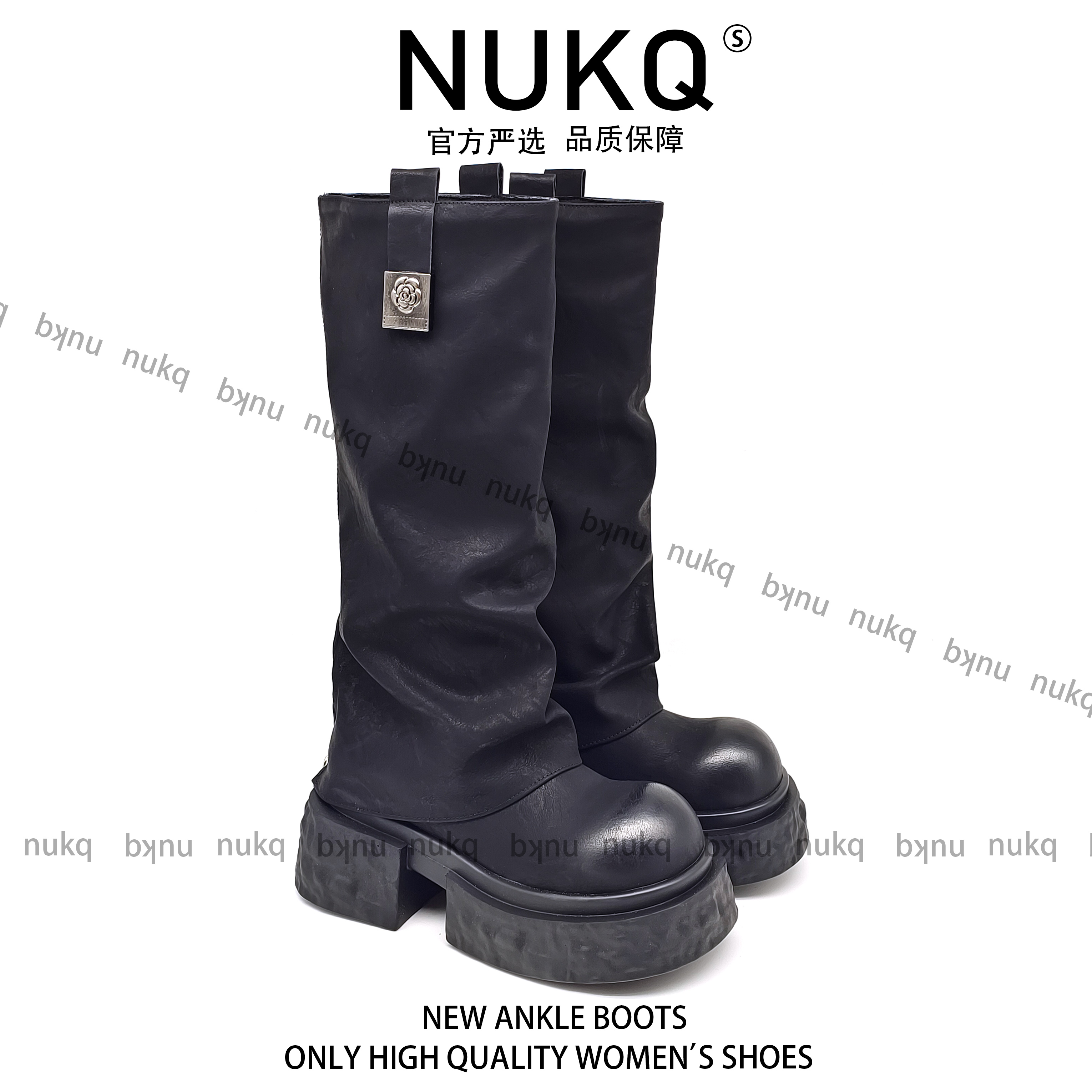 小兰花【大悦严选】 加大腿围 跟高7厘米 长靴时装长筒时尚骑士