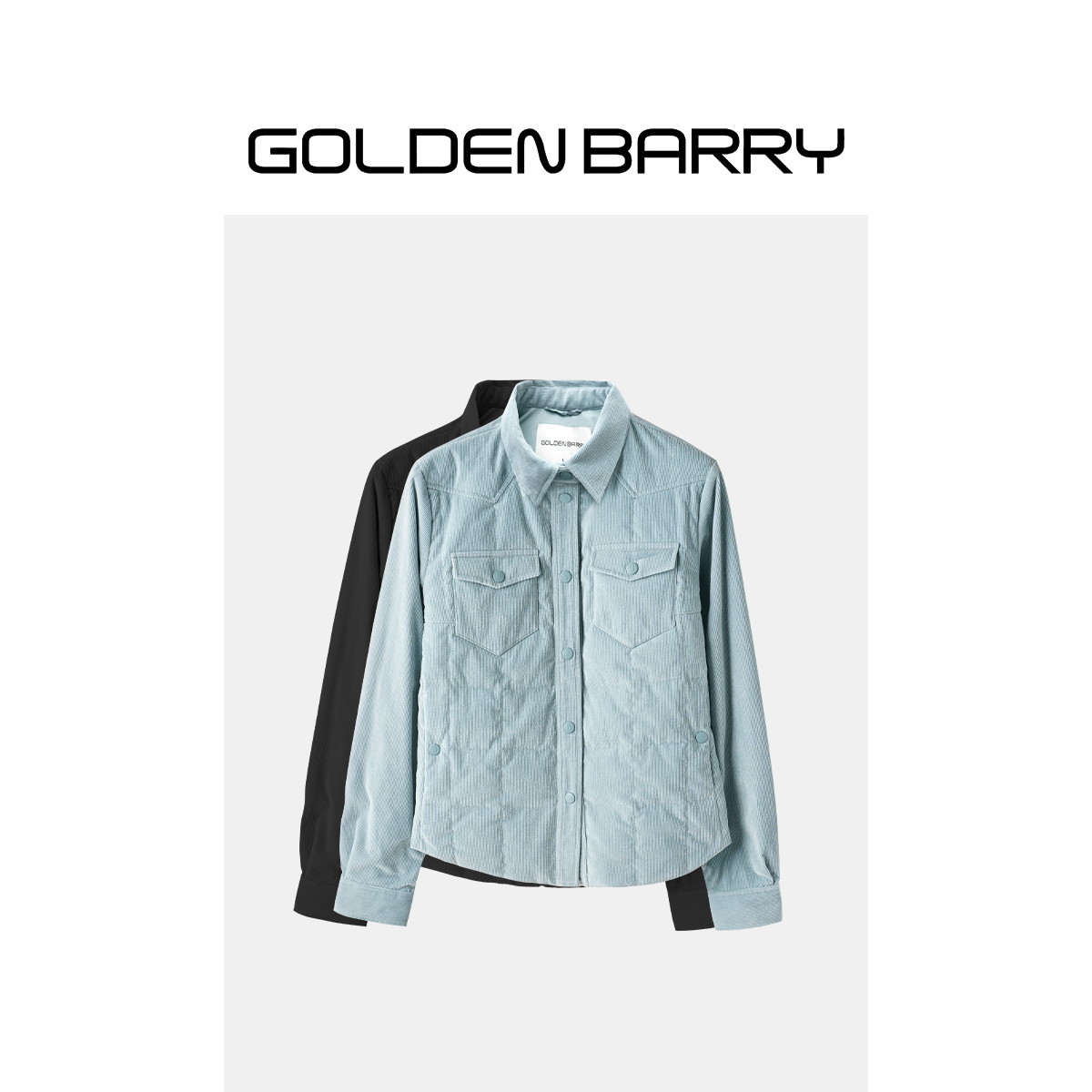 GOLDENBARRY|131007长袖时尚休闲潮流设计师秋冬衬衣款鹅绒服