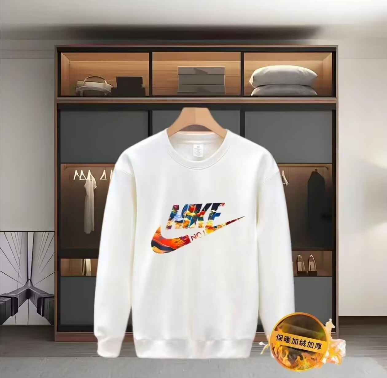 原创时尚休闲百搭圆领长袖男女同款情侣加绒秋冬卫衣