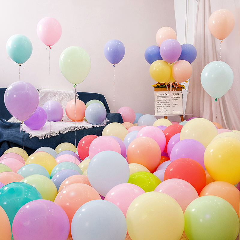 加厚马卡龙色气球装饰无毒儿童生日彩色场景氛围布置用品汽球批发