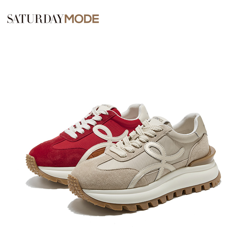 SATURDAYMODE女鞋//时尚百搭复古春季潮流厚底秋季拼色潮鞋YC