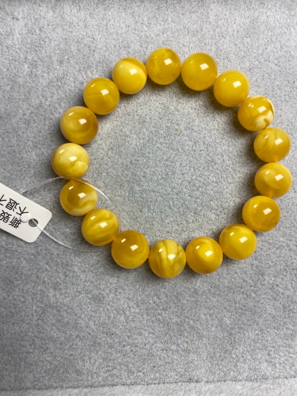 天然琥珀蜜蜡焦皮料圆珠手串11+