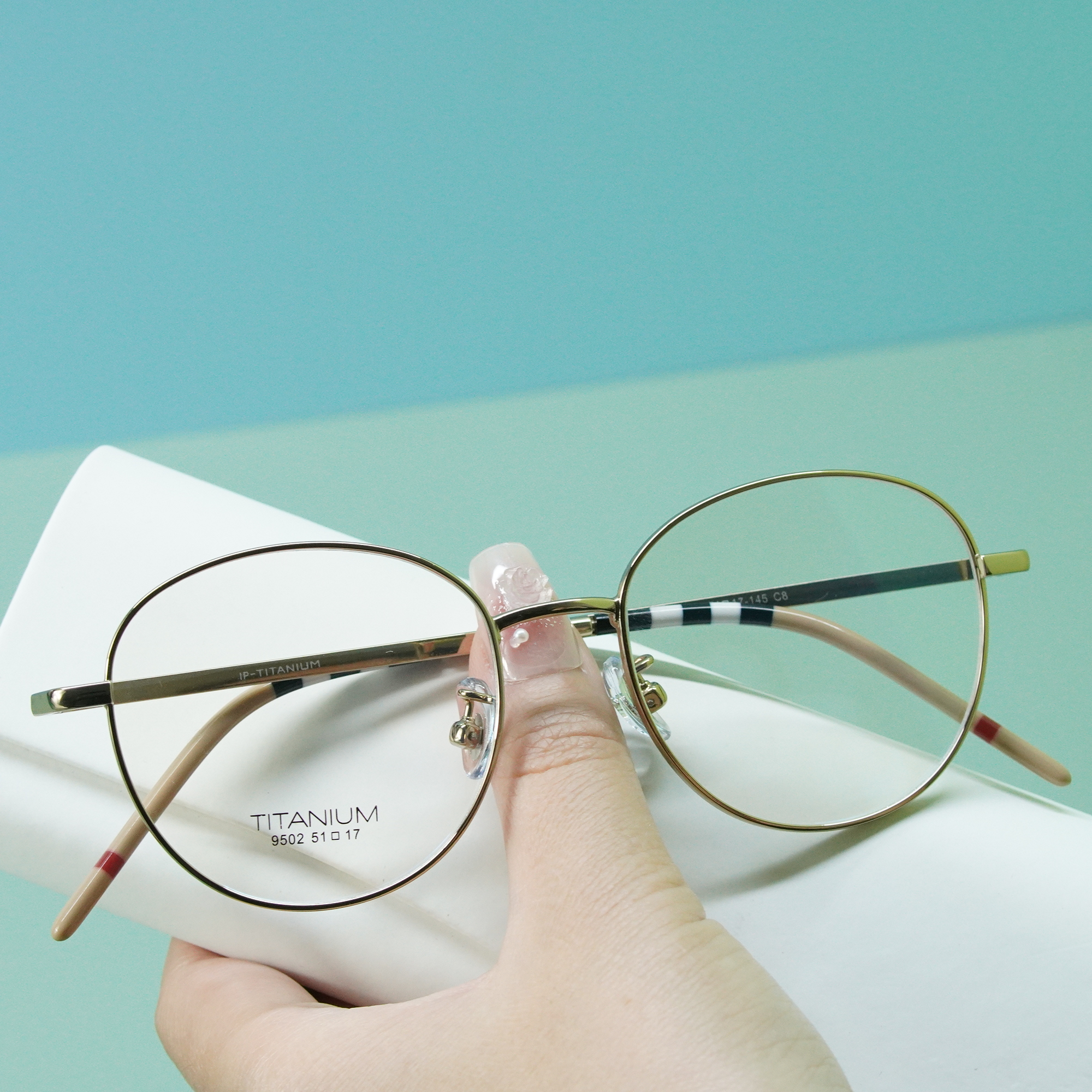 复古纯钛女款圆框超轻学生近视镜时尚网红百搭