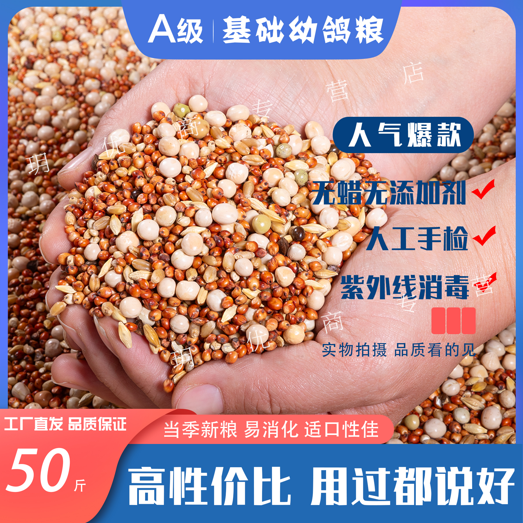 基础幼鸽粮营养饲料鸽粮50斤无玉米幼鸽赛鸽肉鸽鸽子饲料鸽料鸽粮