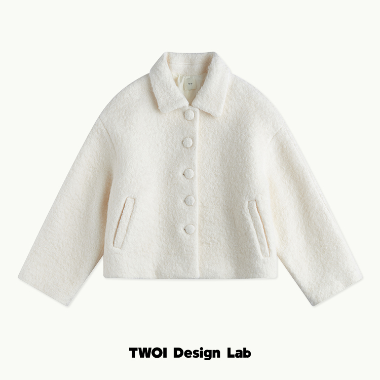 TWOI Design Lab"白女"「奶油白羊驼+马海毛绒绒毛呢外套」