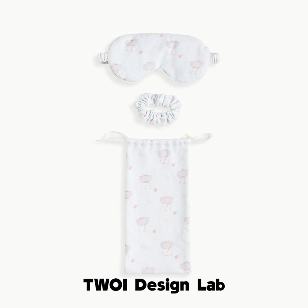 奶油蓝洗澡小象满印眼罩