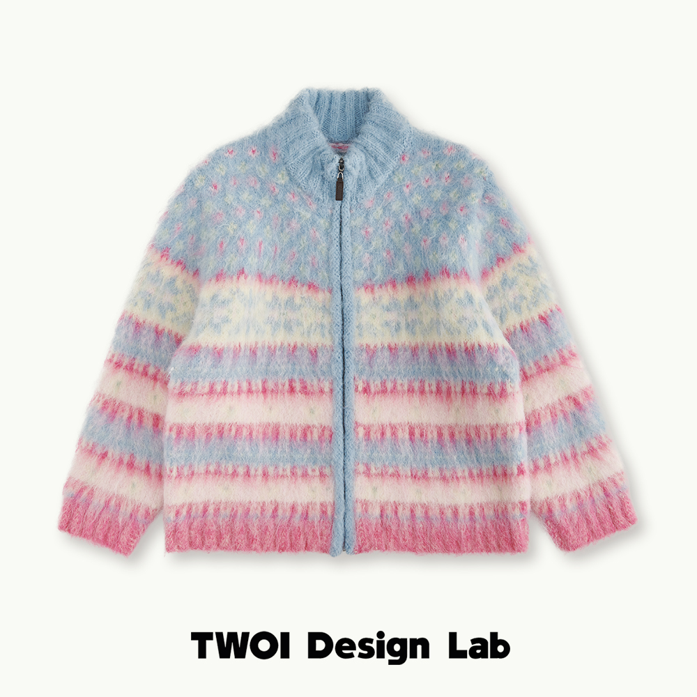 TWOI Design Lab "费尔岛系列" 「费尔岛雪花7色羊驼毛衣拉链外套」