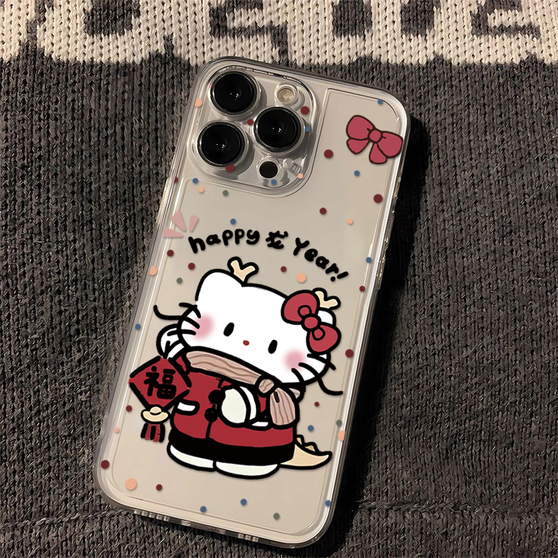 苹果15Pro龙角kt猫iPhone14promax/13防摔12Pro/11手机壳简约创意