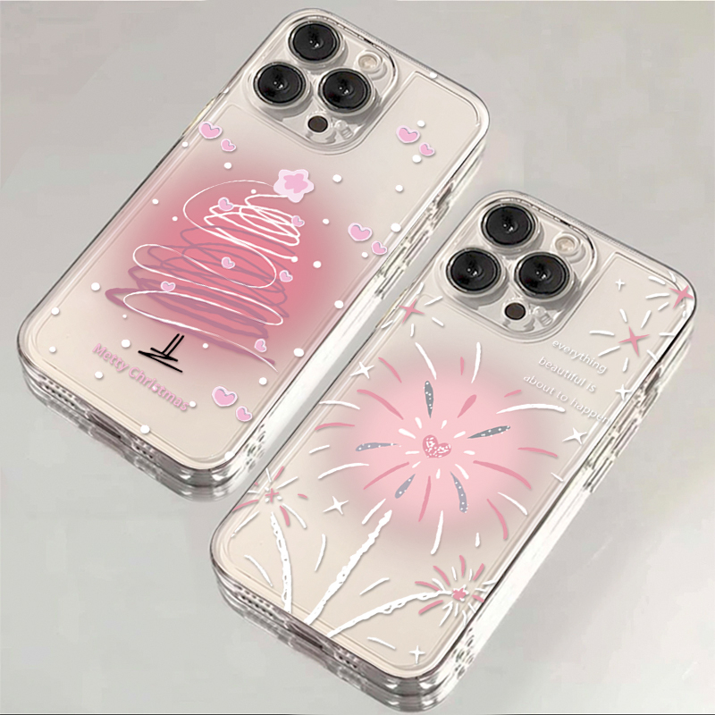 苹果15Pro粉晕烟花圣诞树iPhone14promax/13防摔12Pro/11手机壳软