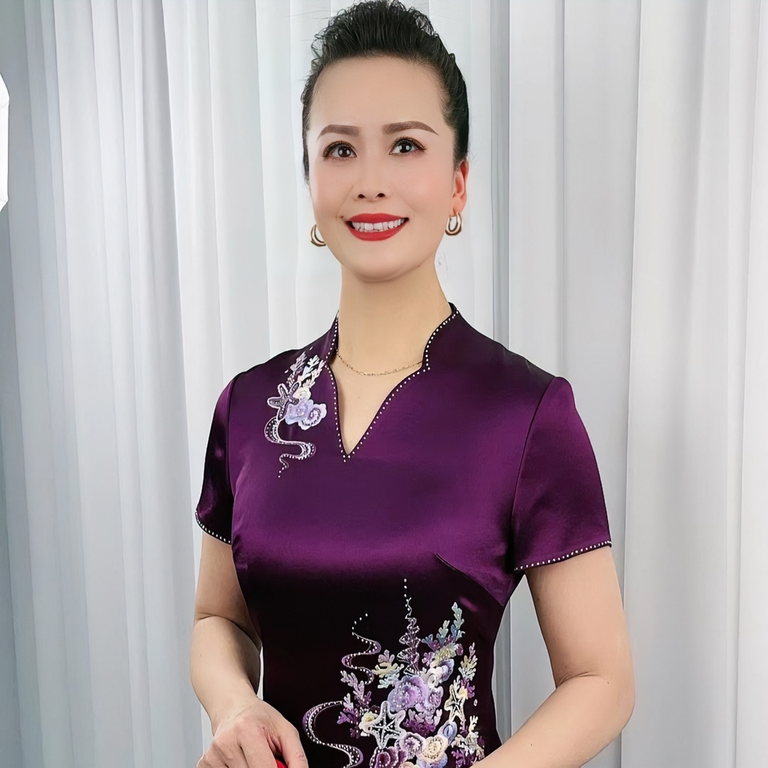 高级富贵紫婚宴修身优雅妈妈装气质礼服LY17668