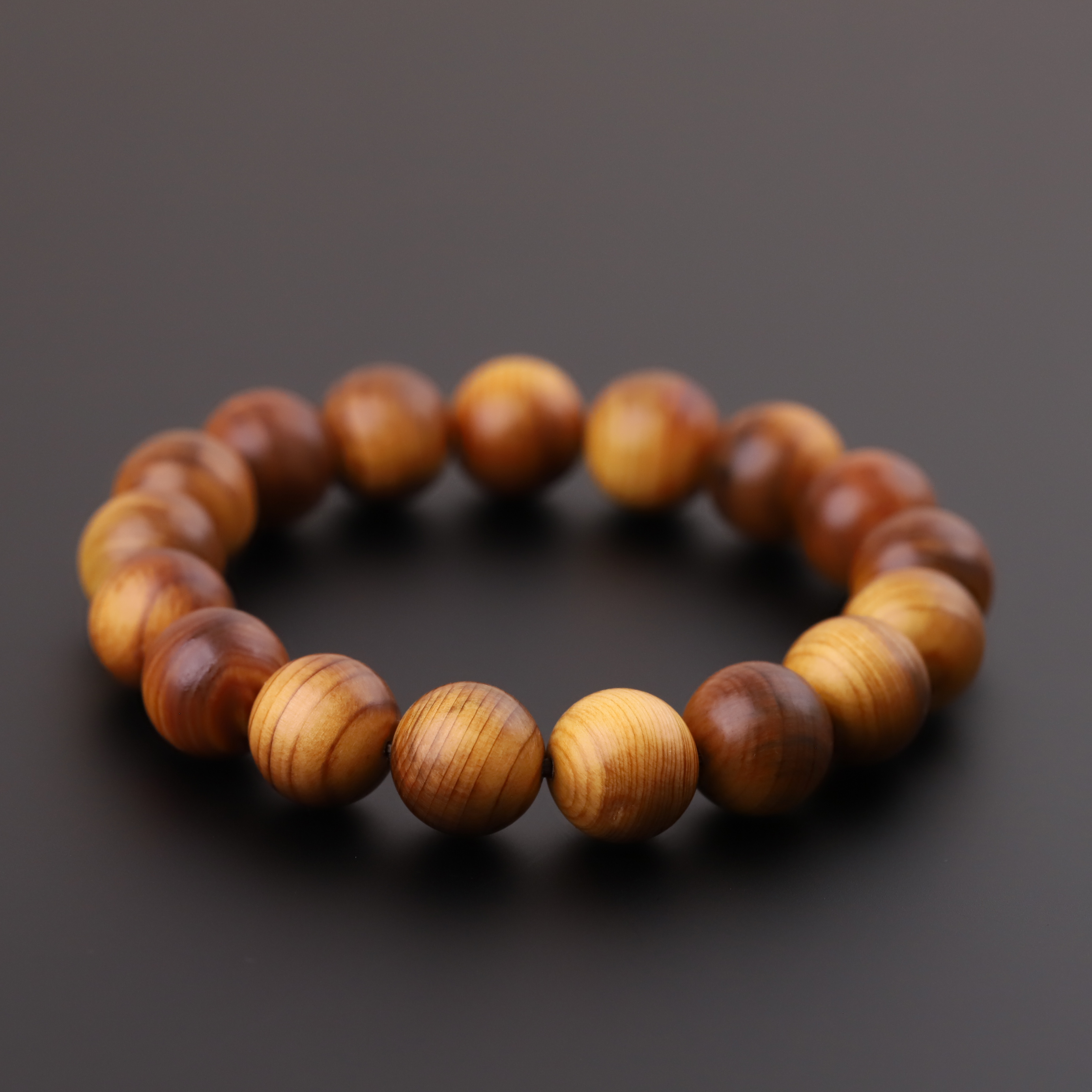 S0401-1【龙胆水波大崖柏】枝料圆珠文玩单圈木串香木手串（送工具）