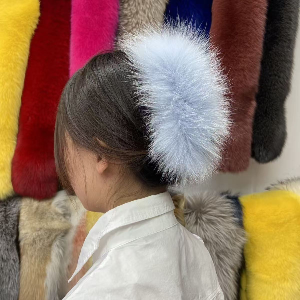 真毛狐狸毛抓夹韩版仙女风bb夹