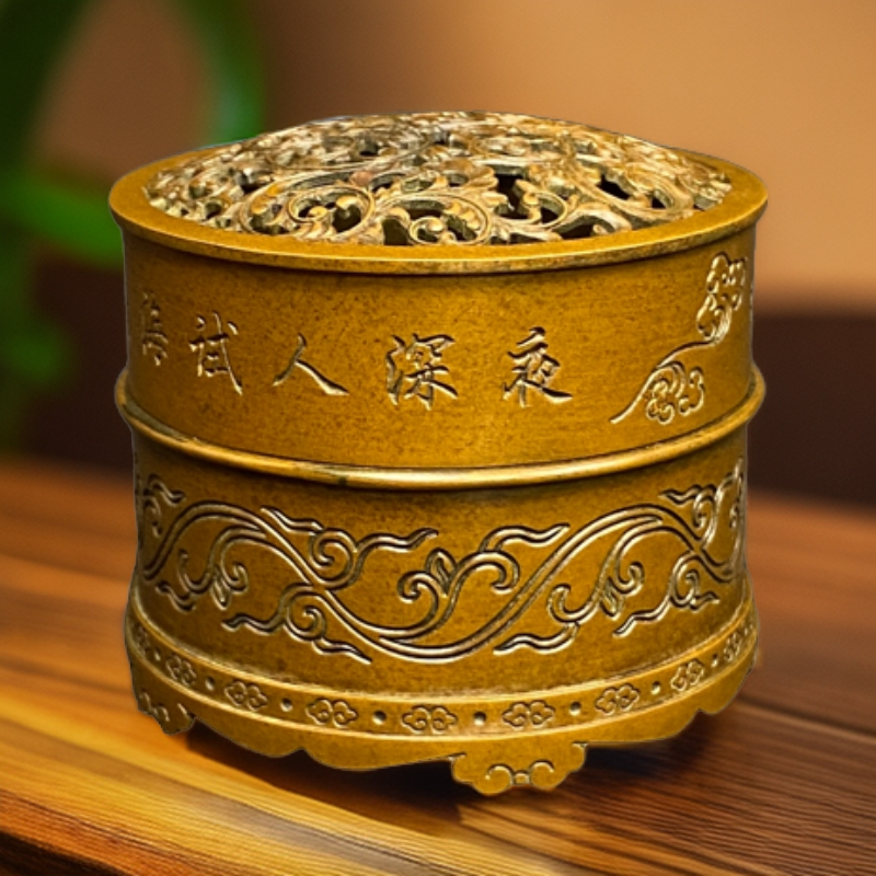 【善香缘工艺品】苏工庆松堂胡庆松制迷你圆艺雕6*6*5.5cm精工复古