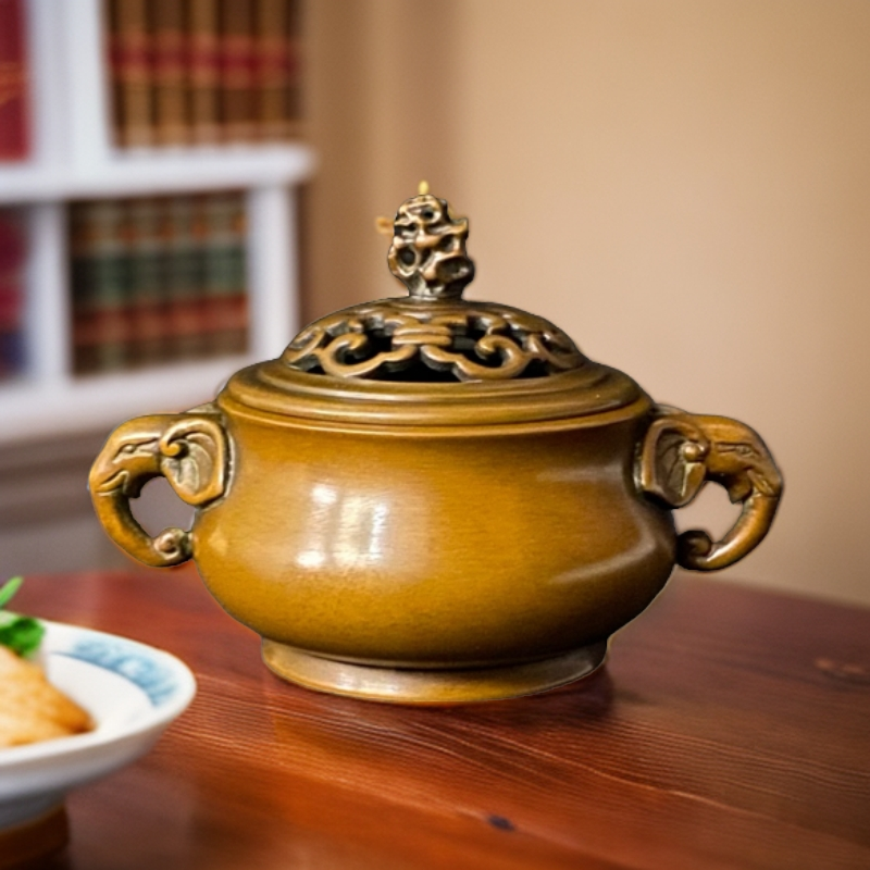 【善香缘工艺品】苏工庆松堂胡庆松制小象耳熏炉7.5*7.5*6cm复古